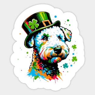 Bedlington Terrier Celebrates Saint Patrick's Day Sticker